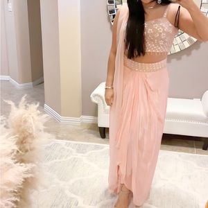 Light pink / silver  Dhoti style lehnga